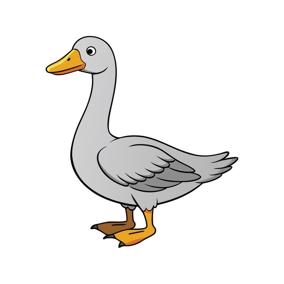 Charming Toulouse Goose Realistic Color Illustration. Cartoon Art Animal Illustration. vector