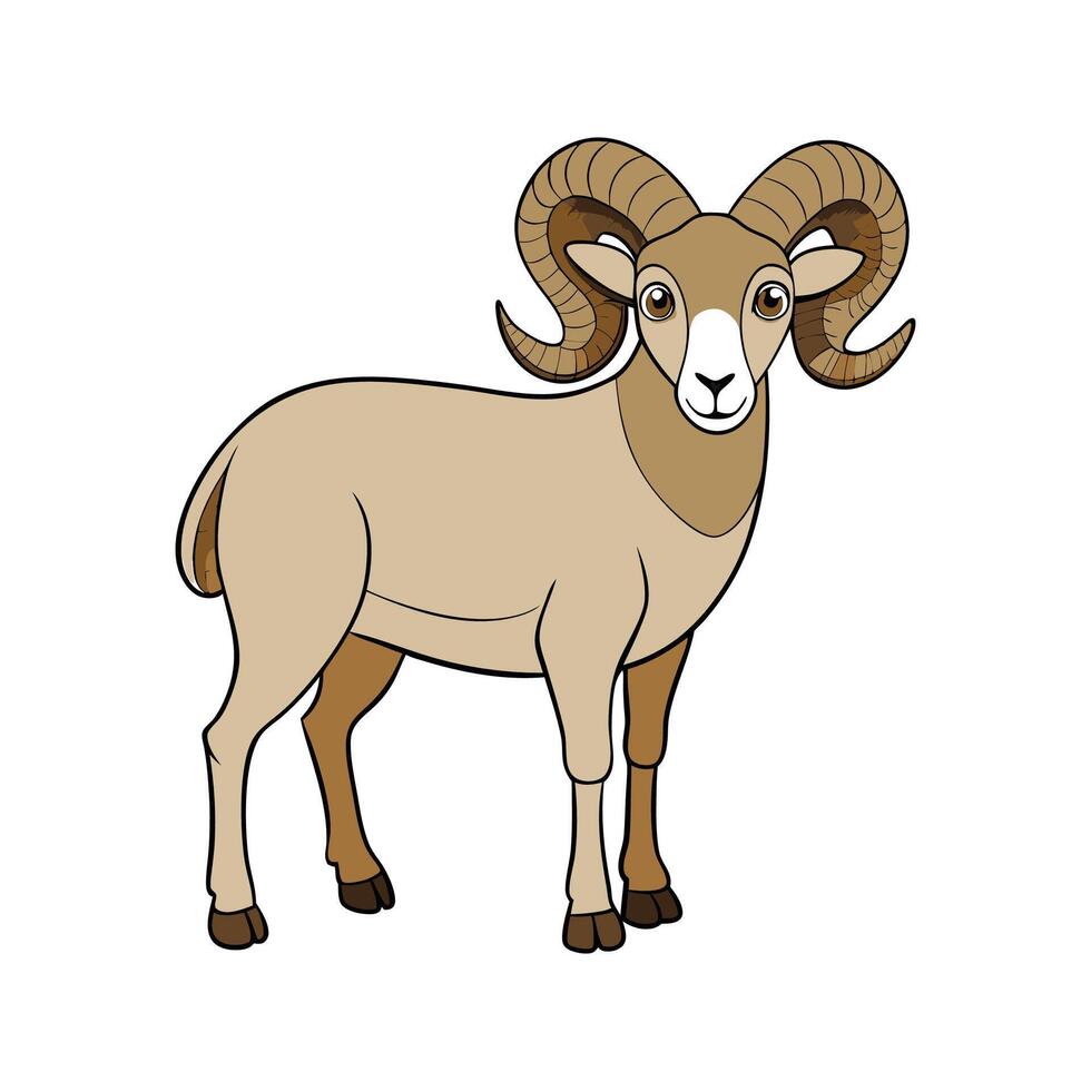 Vibrant Wiltshire Horn Sheep Realistic Illustration. Cartoon Art Animal Illustration. vector