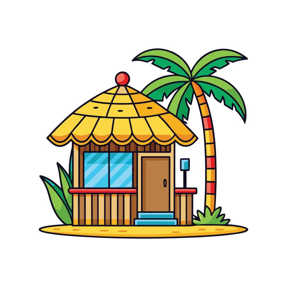 Beachside Surf Shack with Bamboo Walls vector