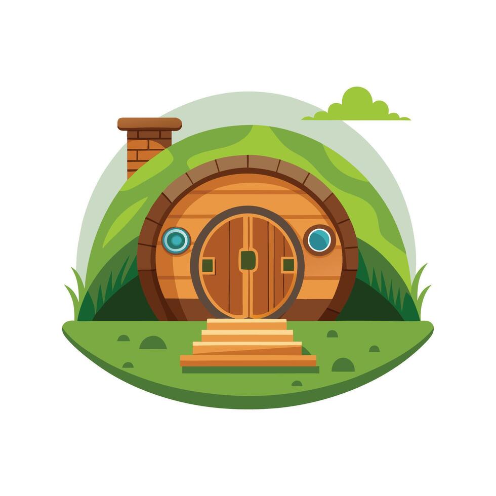 Illustration of Hobbit House on Hill vector