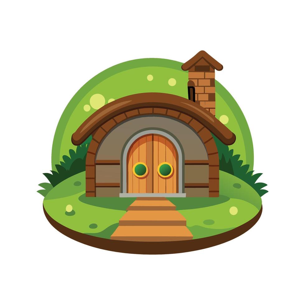 Hobbit House Design Built into Hill vector