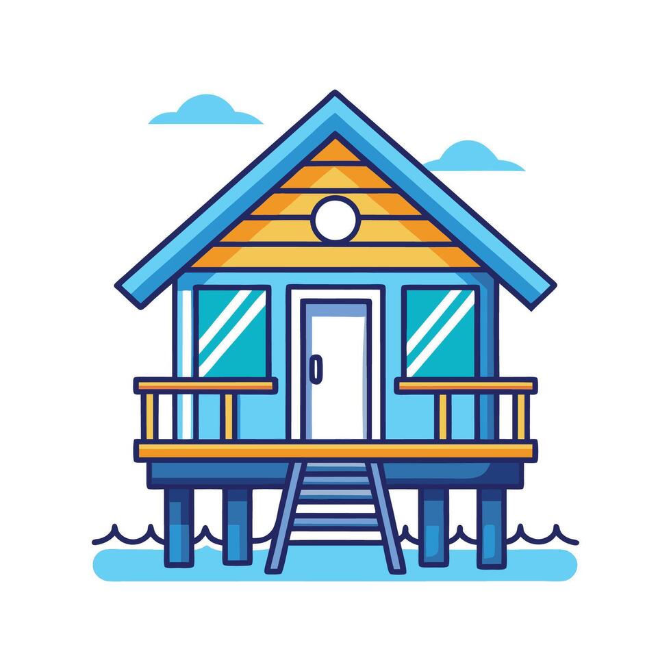 Classic Blue Beach House on Stilts vector