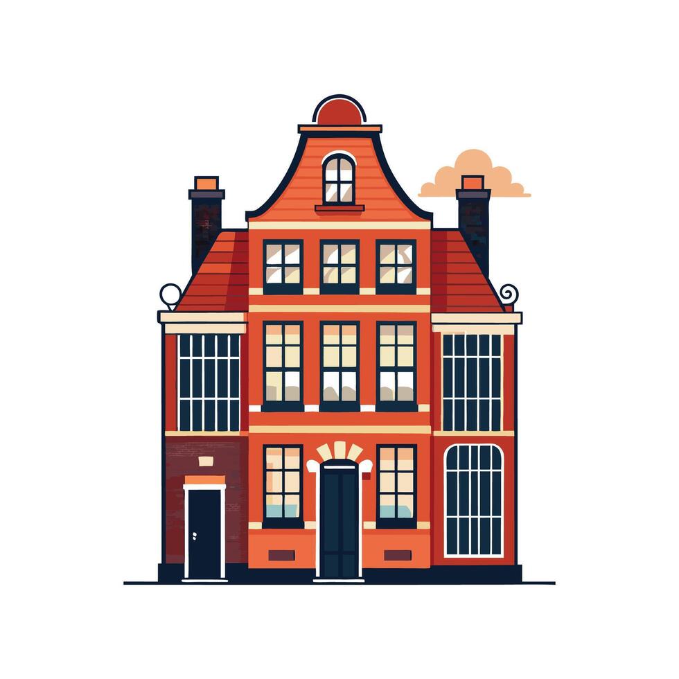 Illustration of Classic Dutch Canal House vector