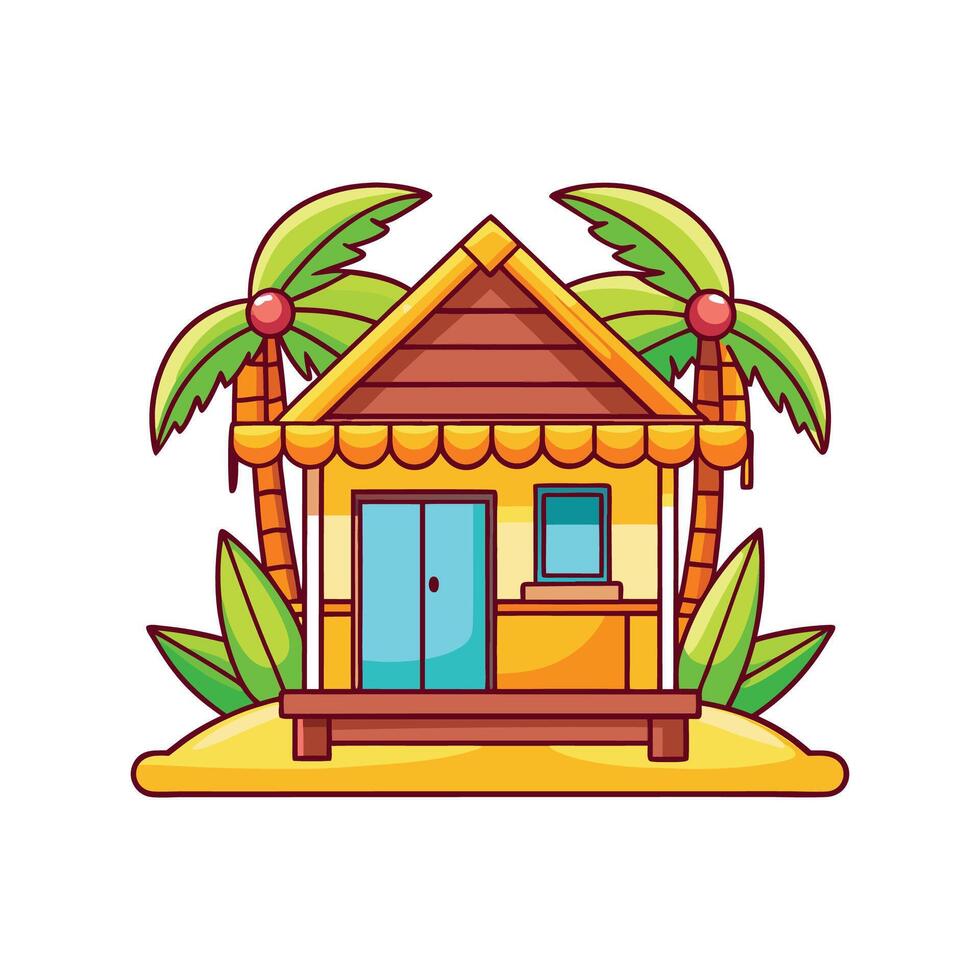 Illustration of Classic Beach Hut with Roof vector