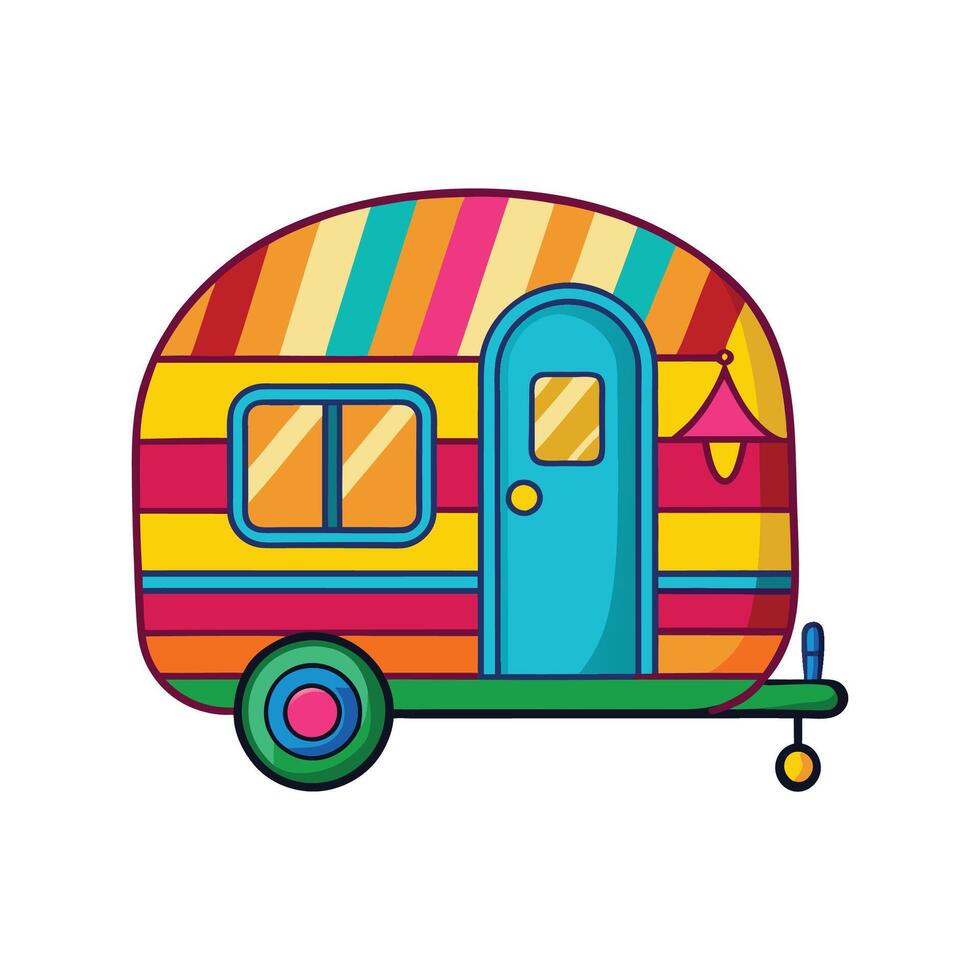 Bright Striped Caravan Design Illustration vector