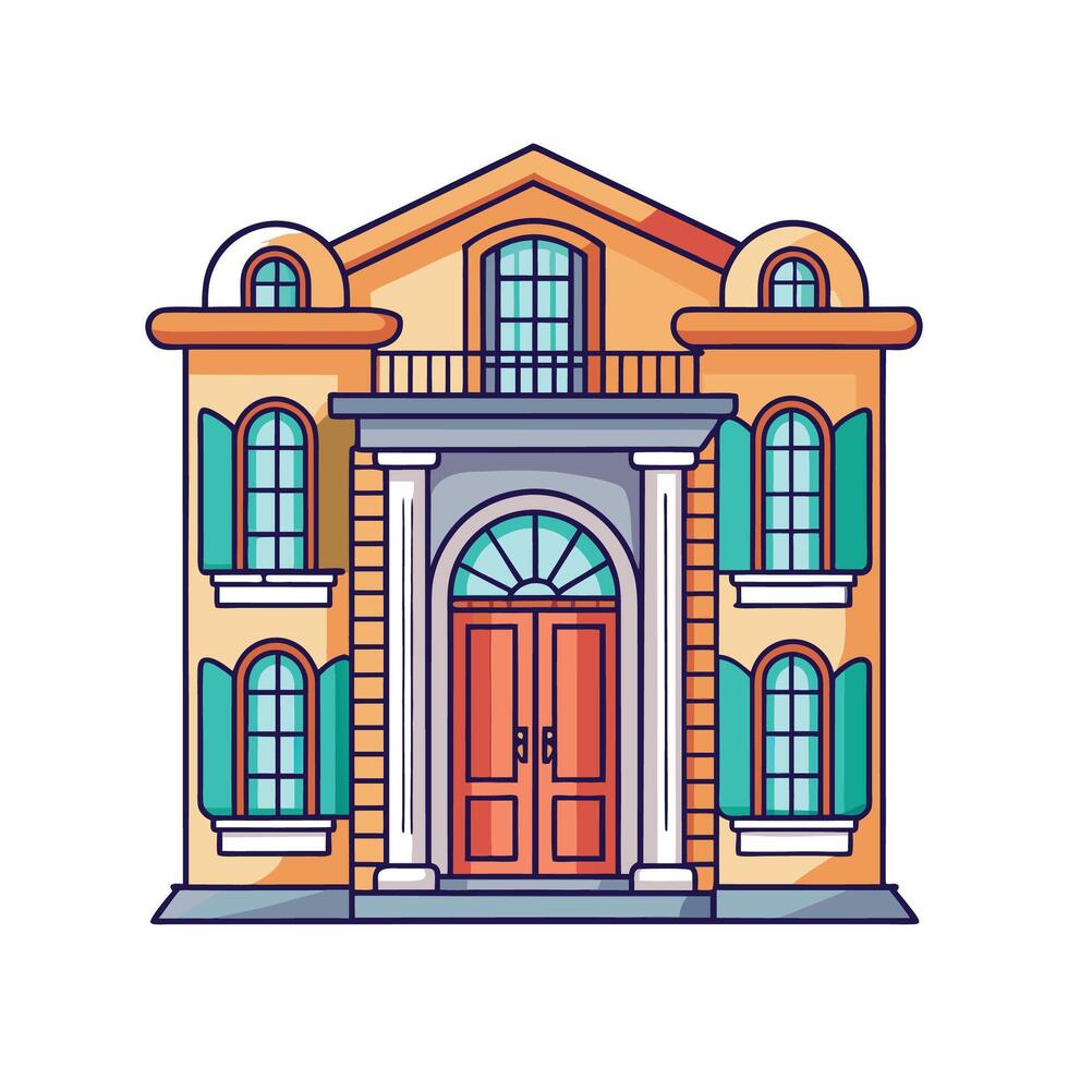 Elegant Townhouse with Tall Windows vector