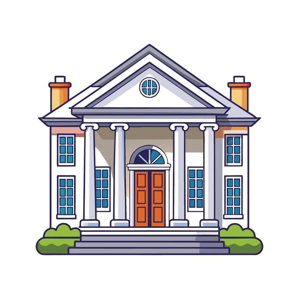Illustration of Elegant White Colonial House vector
