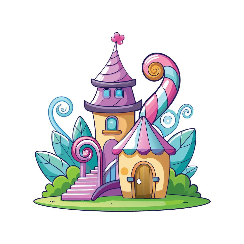 Illustration of Fairy Tale Cottage with Tower vector