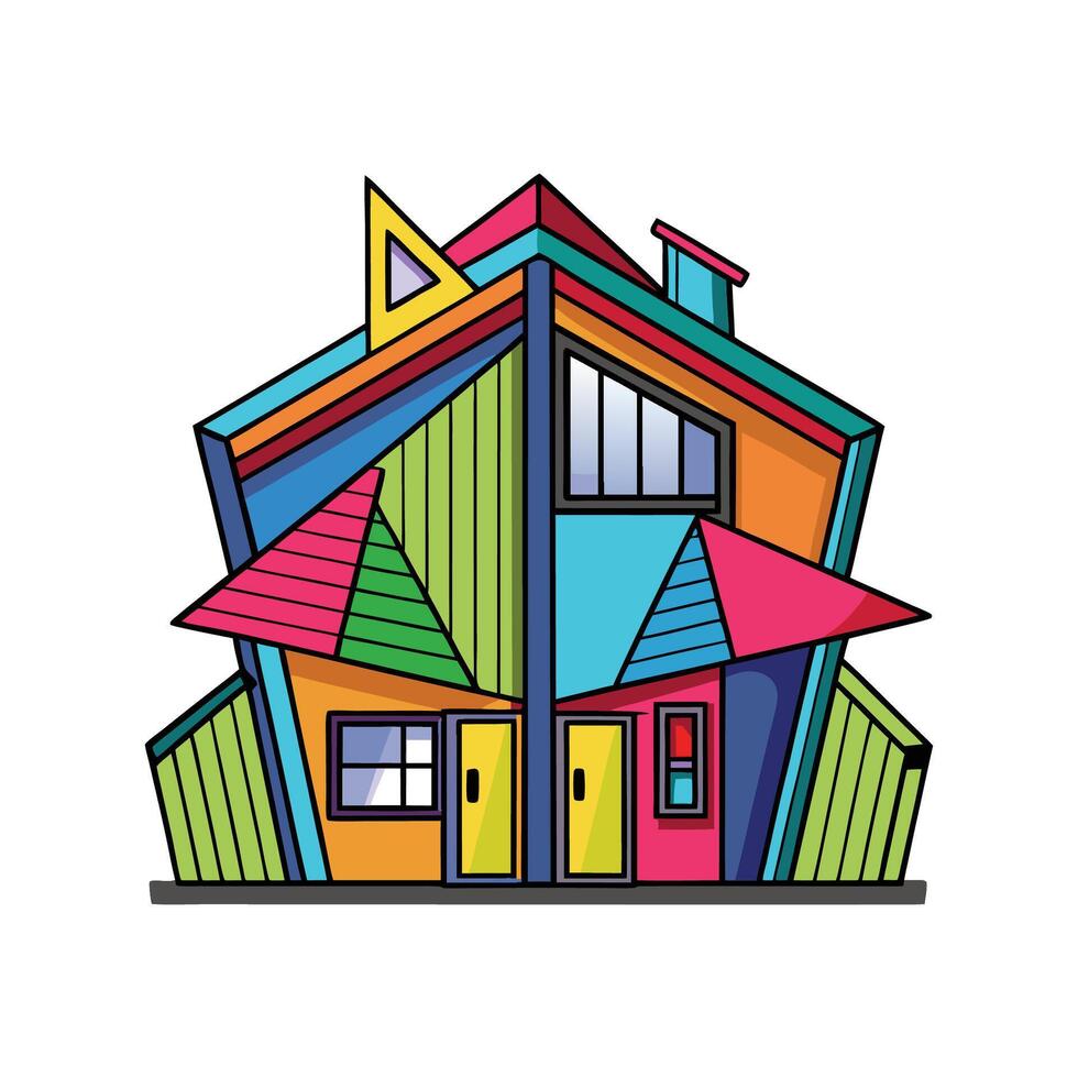 Bright Panels Funky Modular Home Design vector