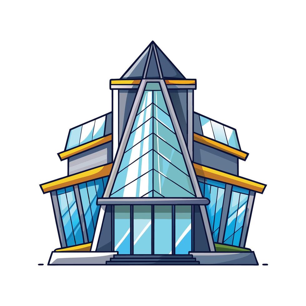 Futuristic Glass and Steel Skyscraper House vector