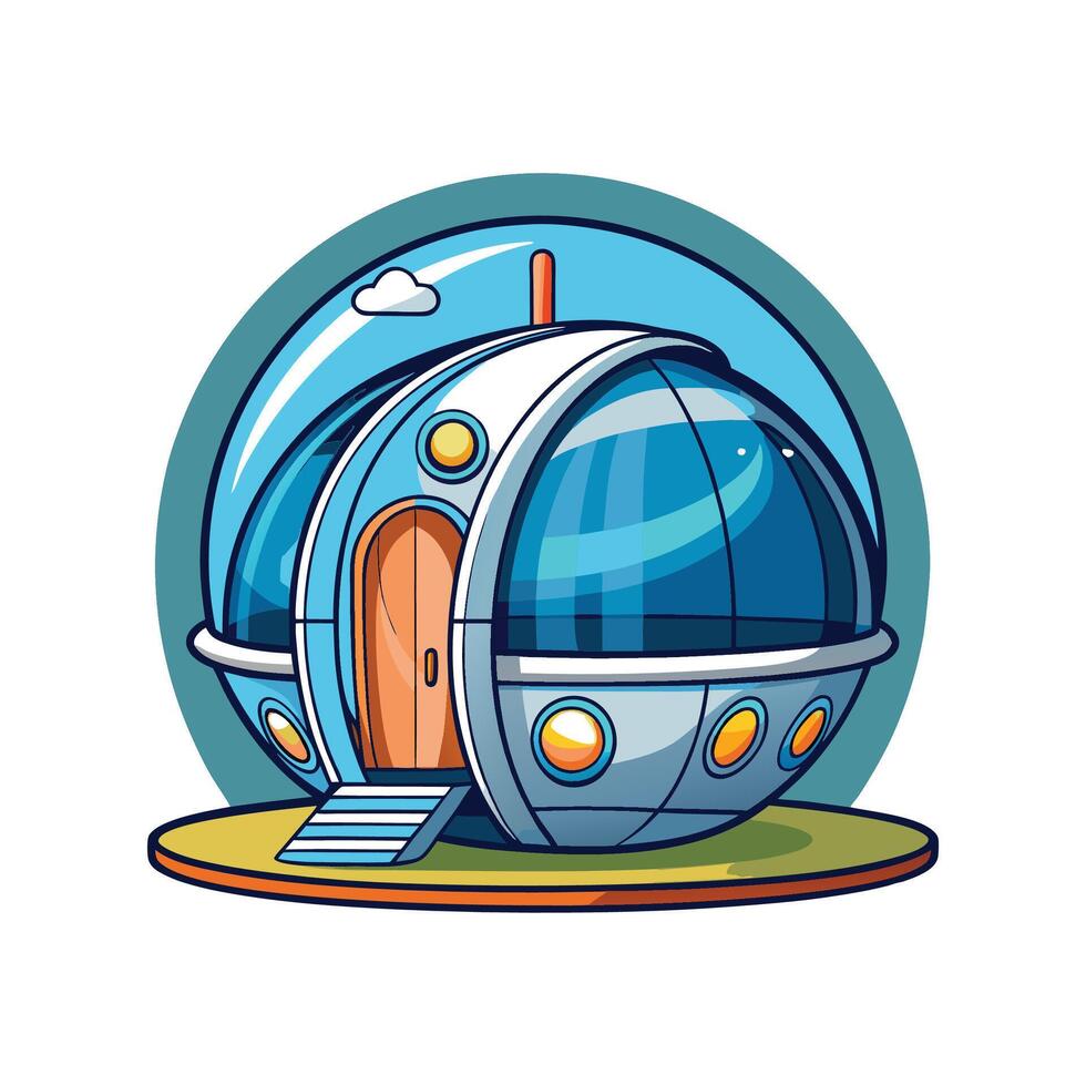 Unique Futuristic Pod House with Glass Walls vector