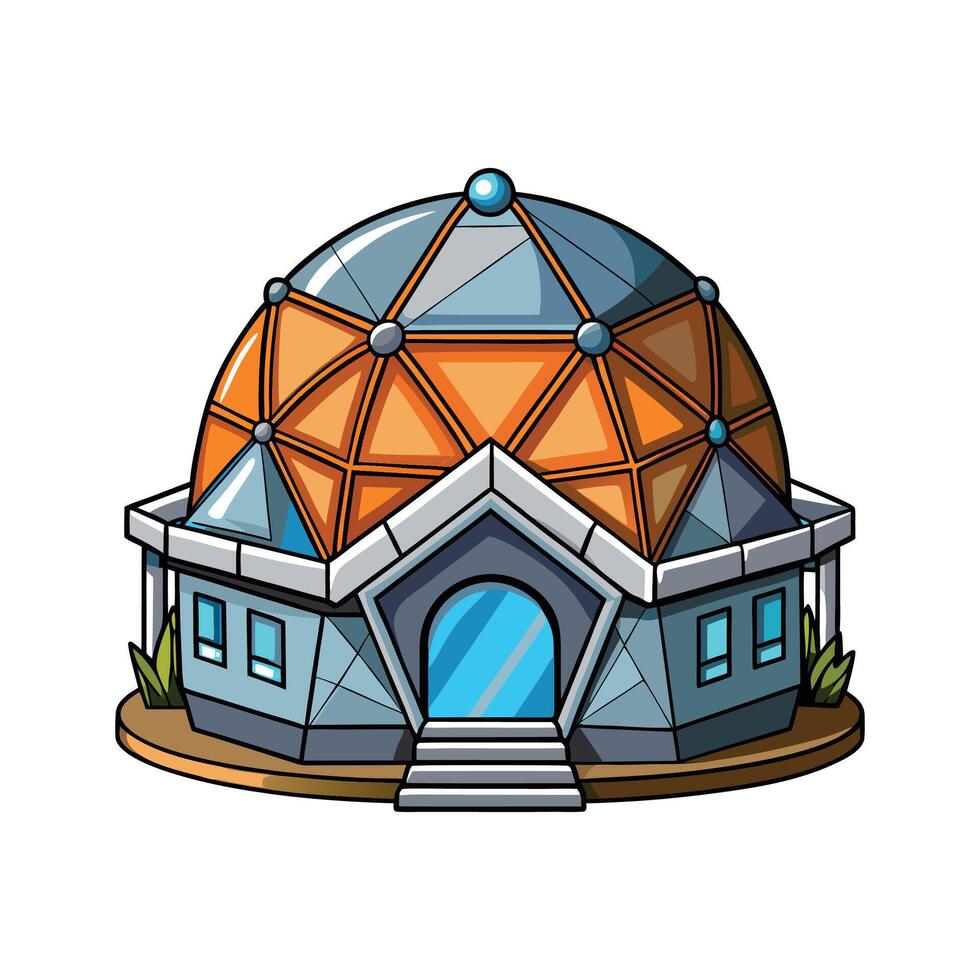Futuristic Geodesic Dome House Design Illustration vector