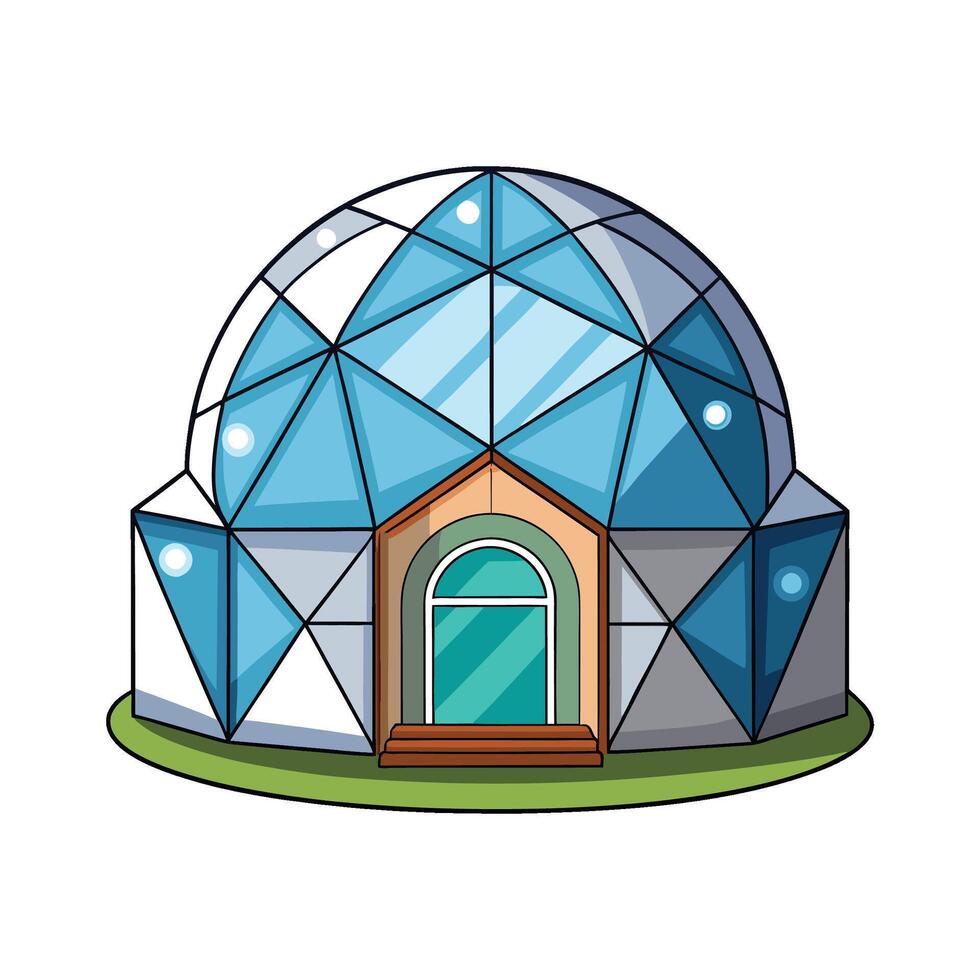 Stylish Curved Roof Geodesic House vector