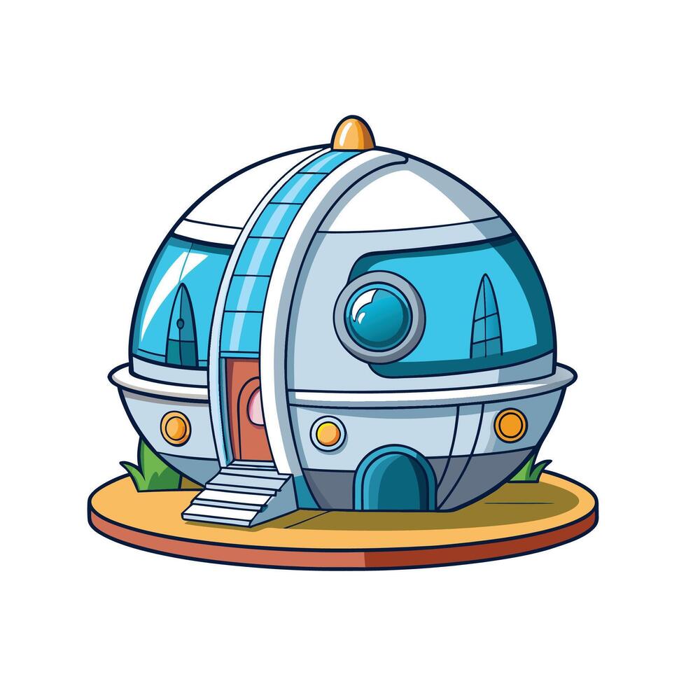 Futuristic Pod House with Curved Glass Walls vector