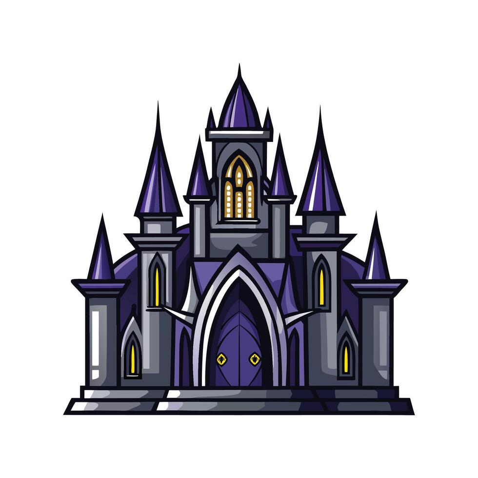 Stunning Gothic Castle with Arched Windows vector