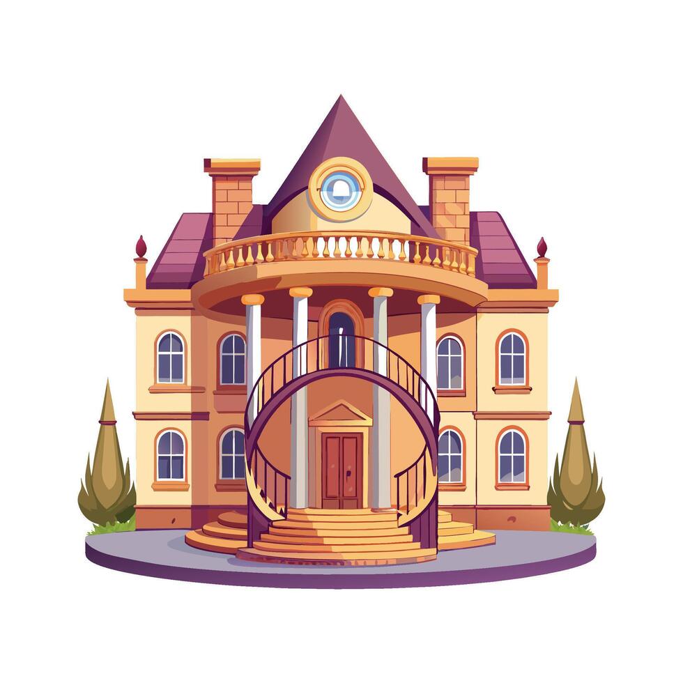 Elegant Mansion with Spiral Staircase vector