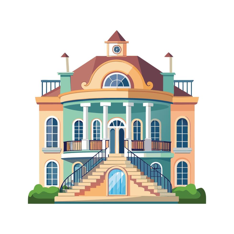 Unique Mansion with Exquisite Spiral Staircase vector
