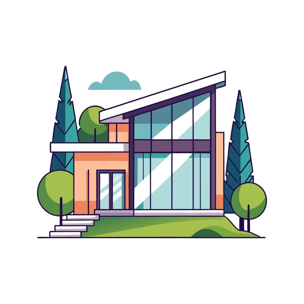 Clean Lines Modern Minimalist House vector