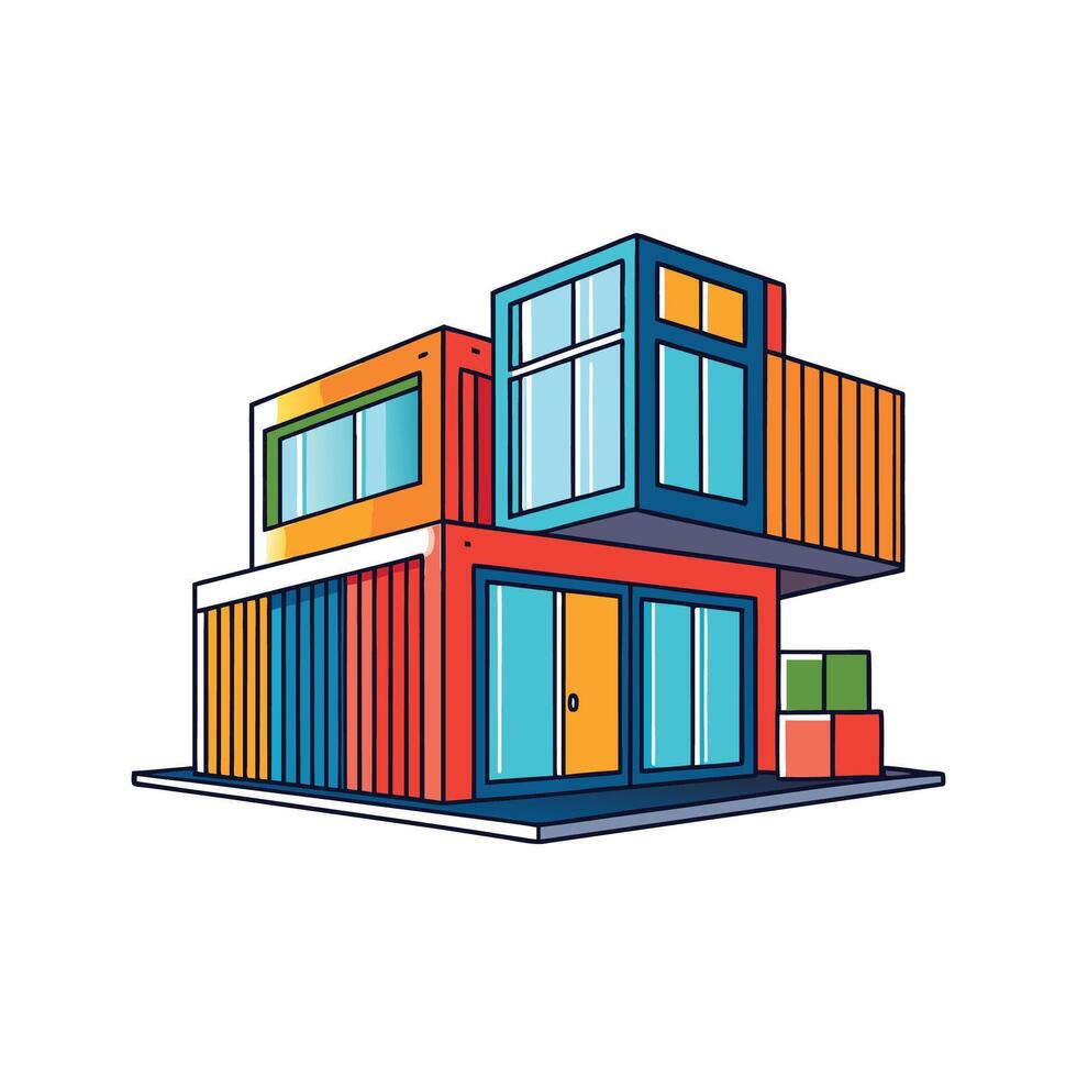 Stylish Shipping Container Home Design vector