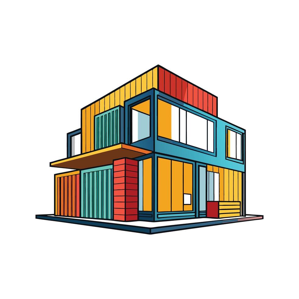 Modern Shipping Container House Design vector