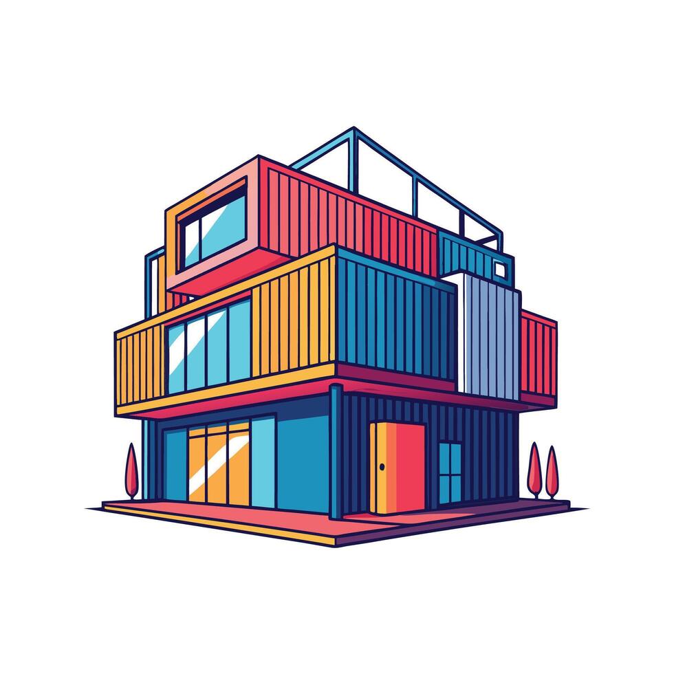 EcoFriendly Shipping Container Home Design vector