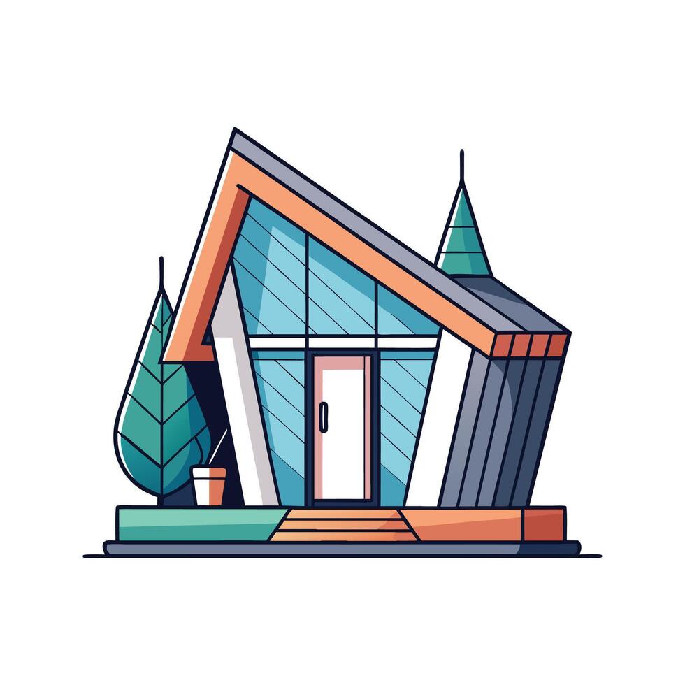 Charming Tiny House with Sleek Roof vector