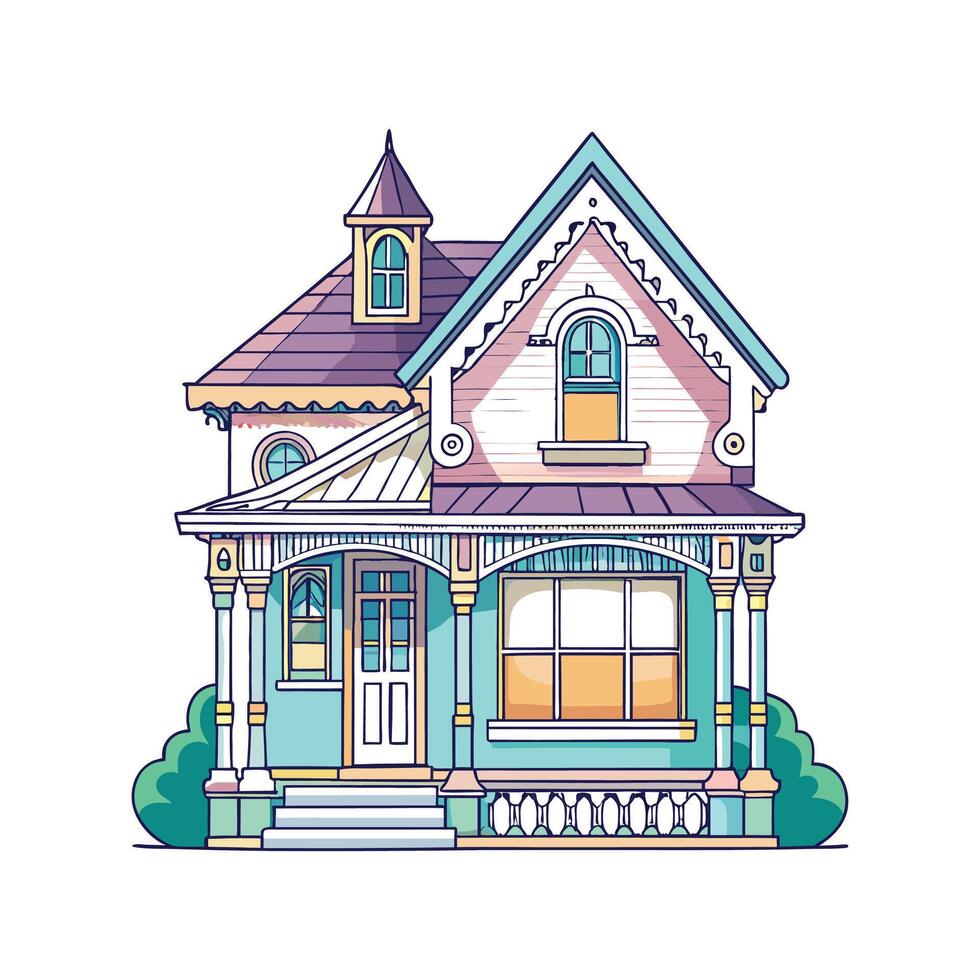 Elegant Victorian House with Lace Trim vector