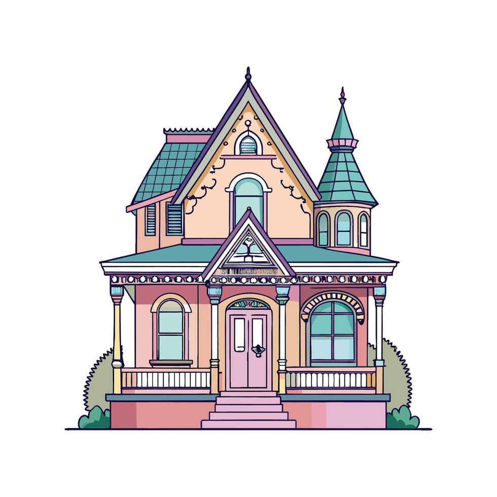 Charming Victorian House with Lace Trim vector