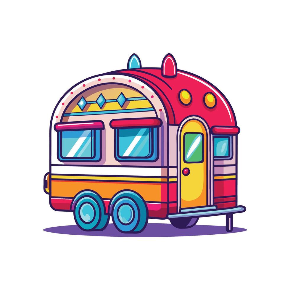 Retro Trailer with Neon Sign Design vector