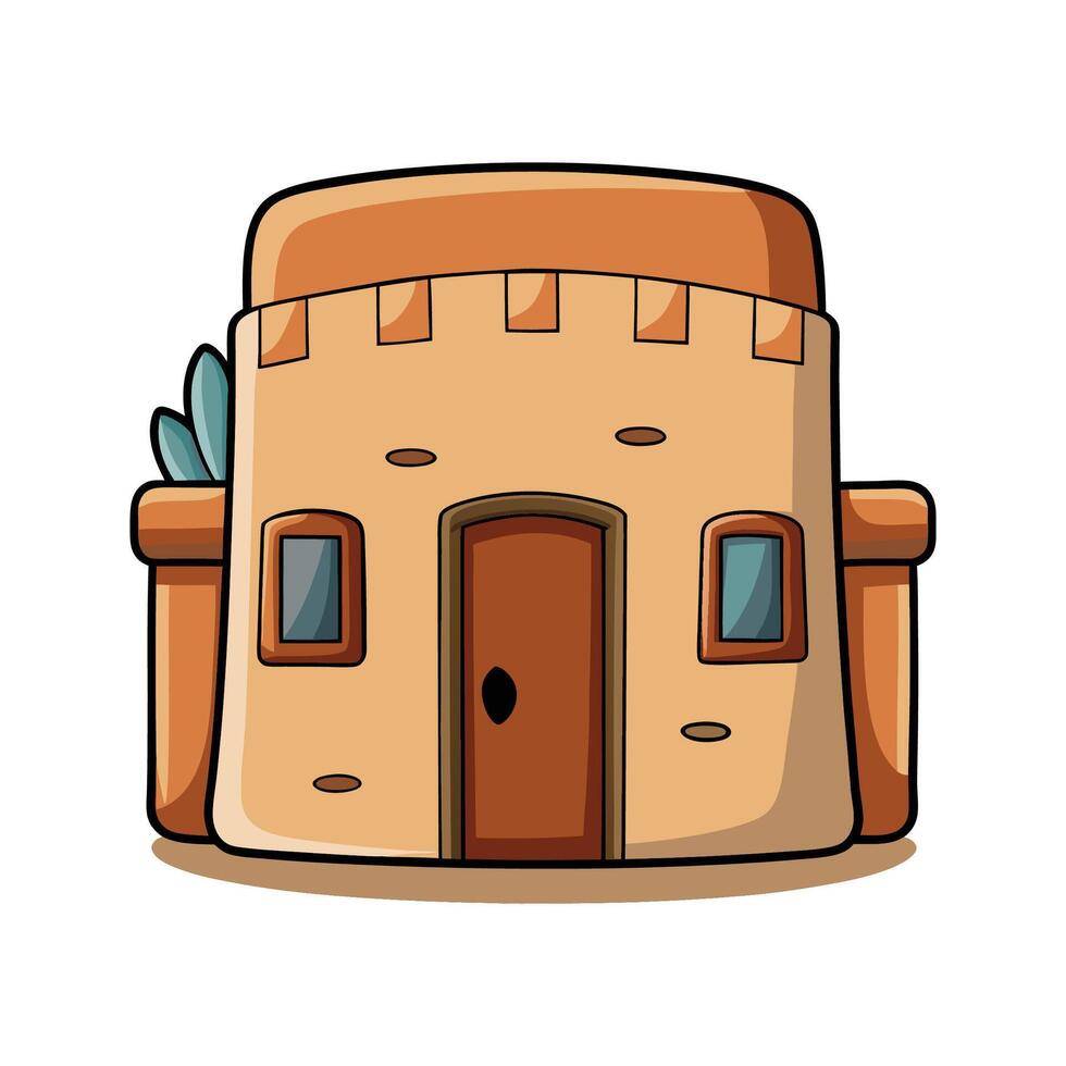 Unique Small Desert Adobe House vector