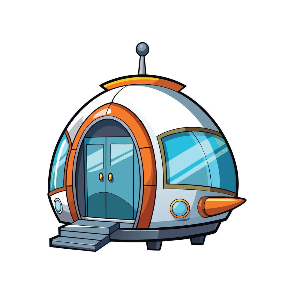 Cozy Futuristic Pod House with Glass Front vector