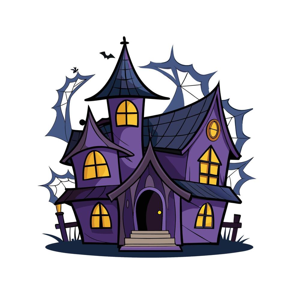 Charming Haunted House with Broken Windows vector