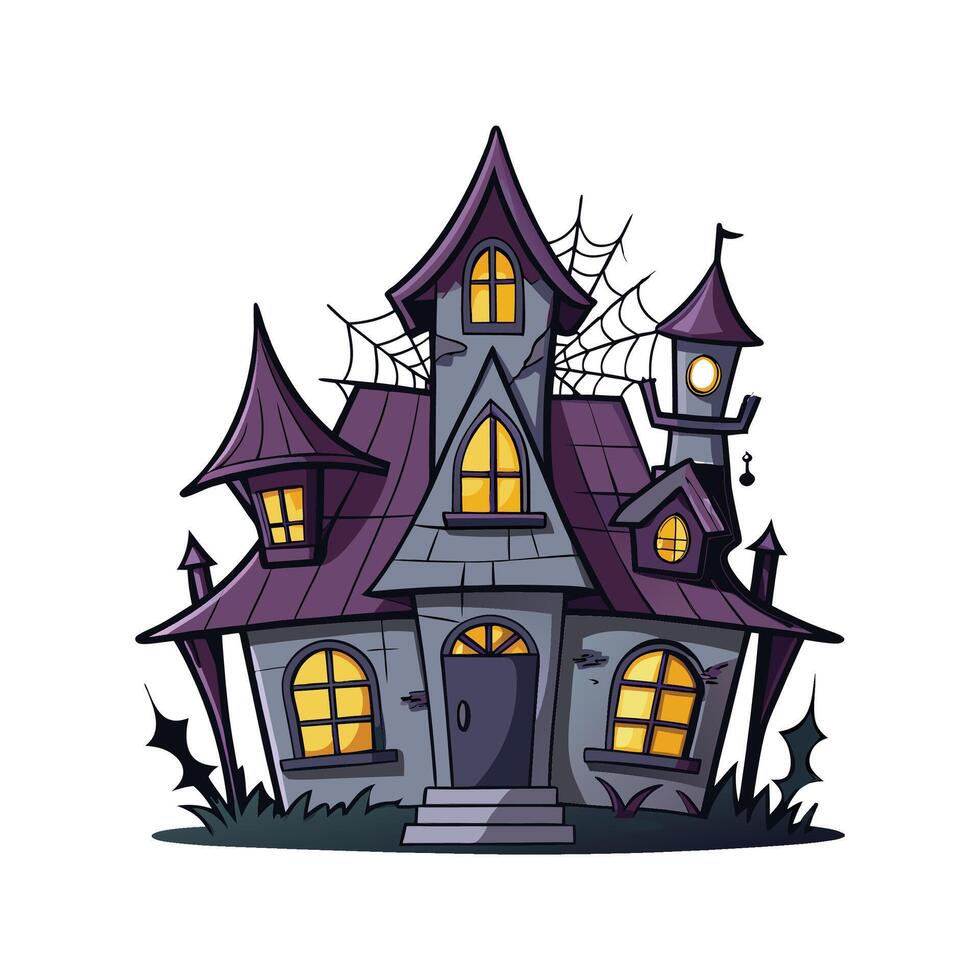 Spooky Haunted House with Broken Windows vector
