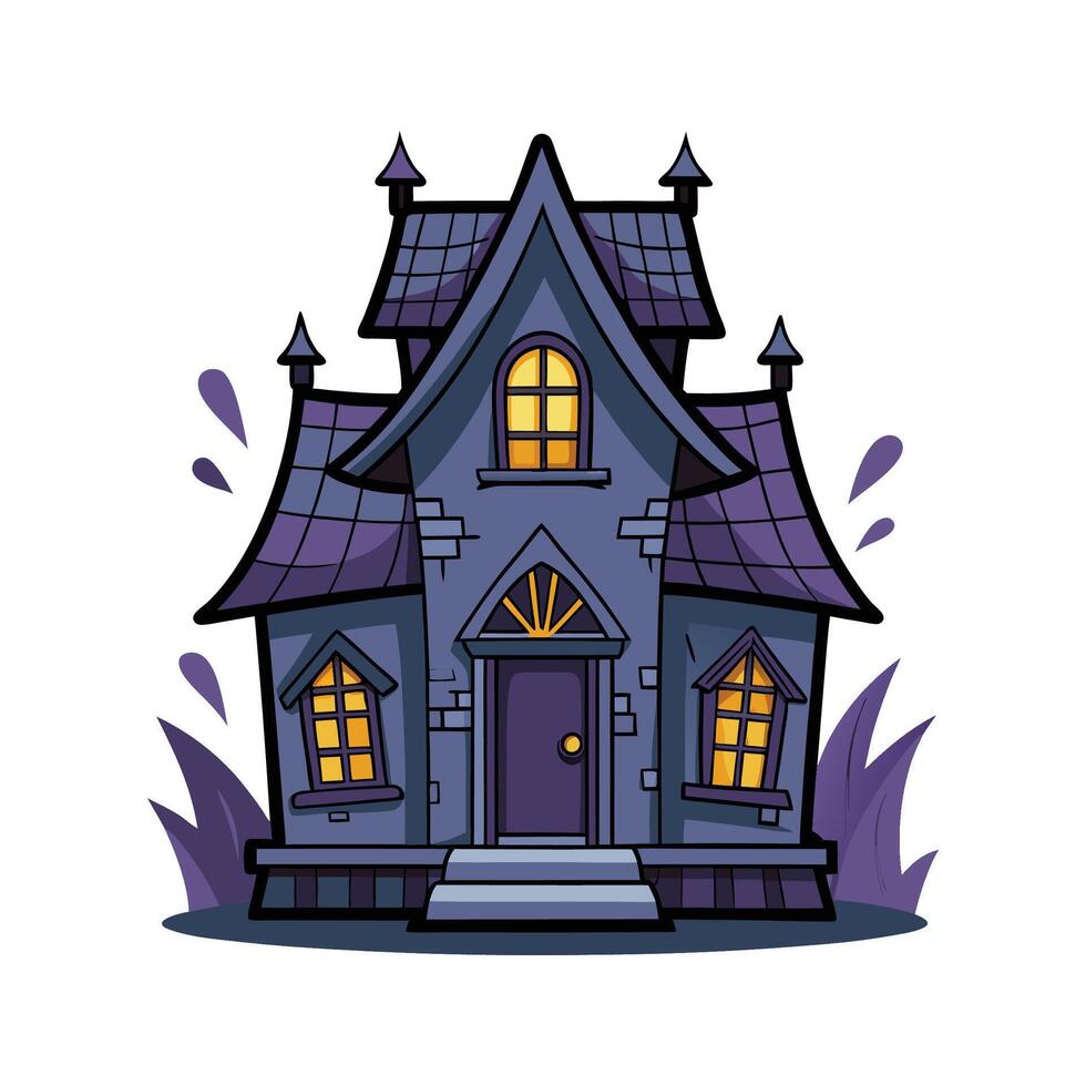 Charming Haunted House with Tall Windows vector