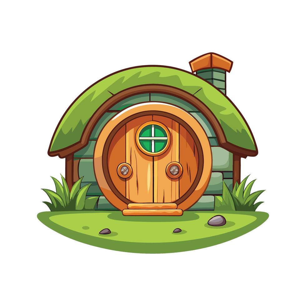 Elegant HobbitStyle House with Round Door vector