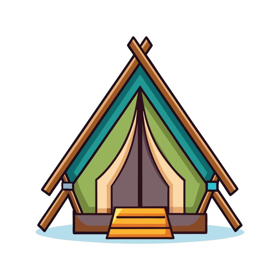 Charming Tent House with Canvas Roof vector