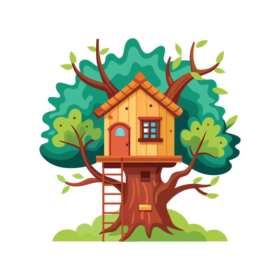 Elegant Treehouse in Tall Branches vector