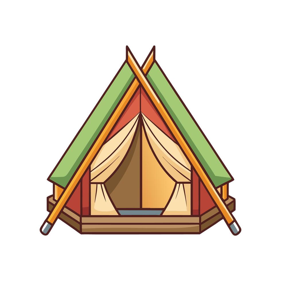 Unique Tent House with Canvas Roof vector