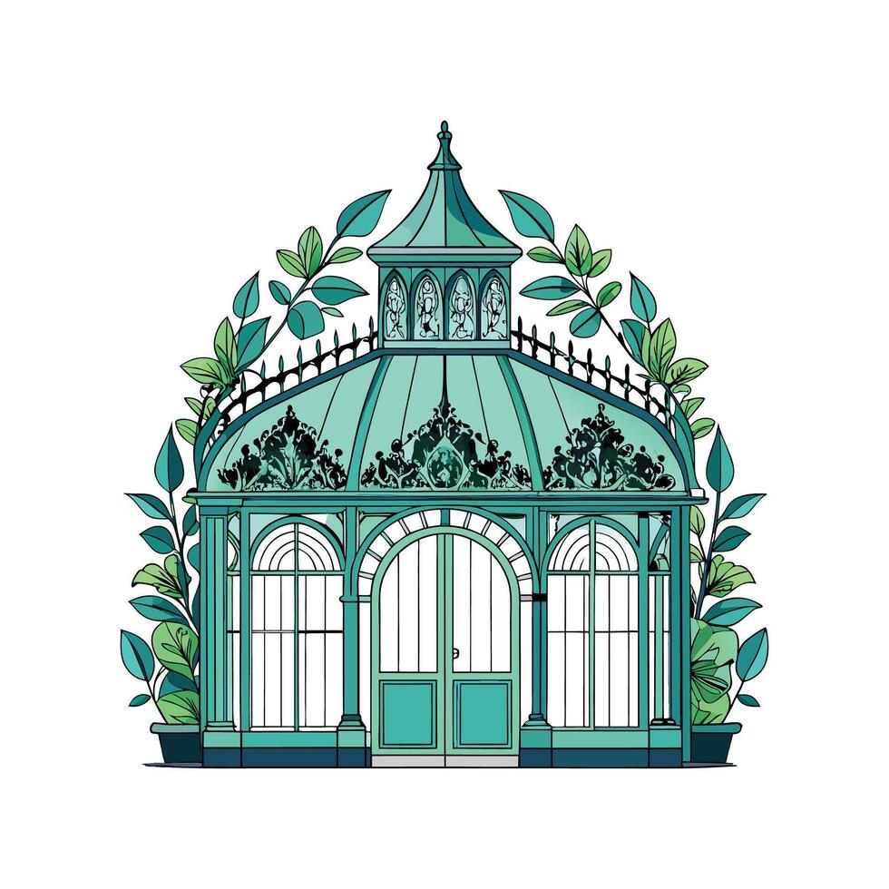 Charming Victorian Greenhouse Design vector