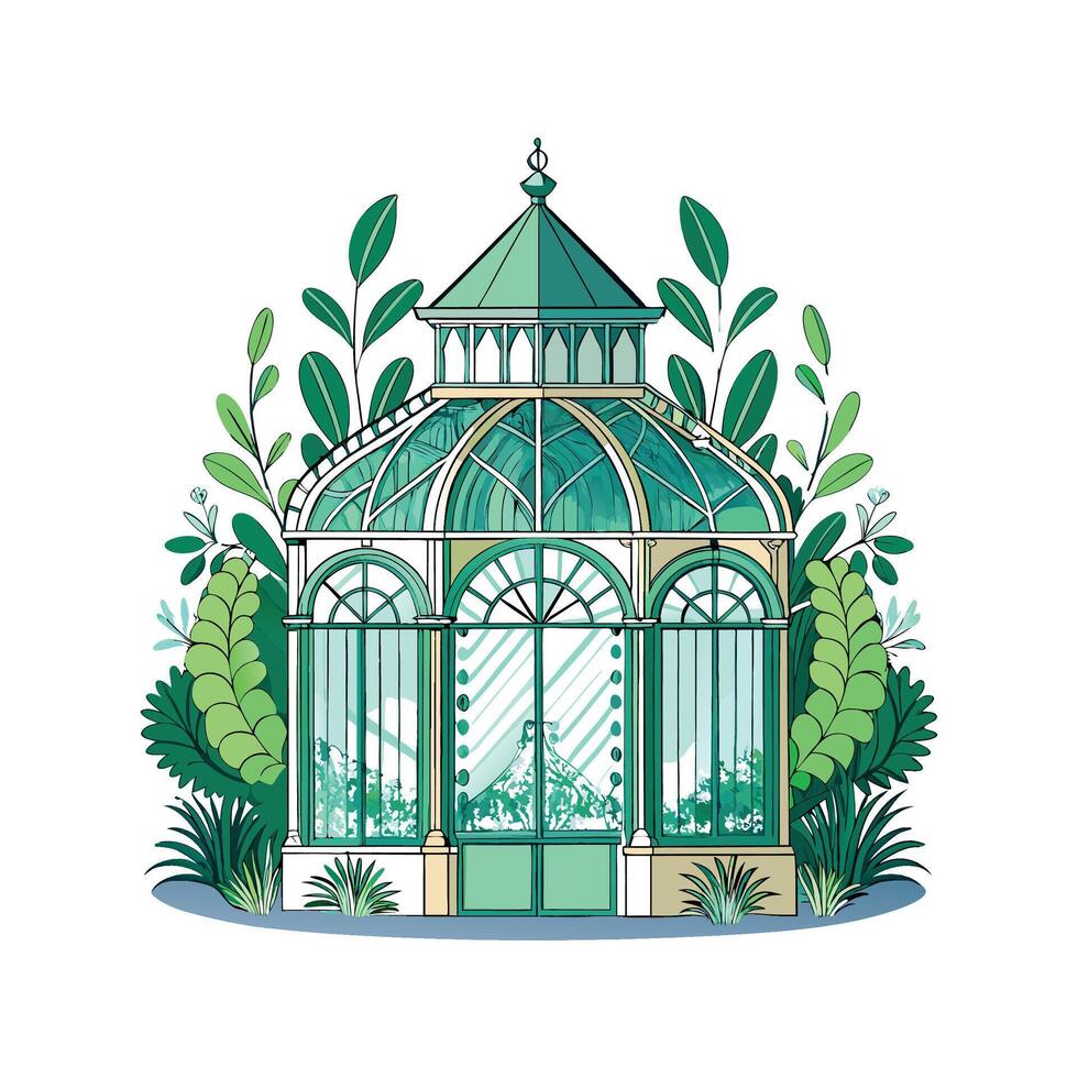 Charming Victorian Greenhouse Design Illustration vector