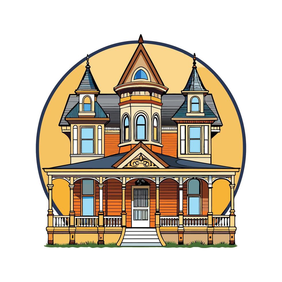 Charming Victorian Mansion Design. vector