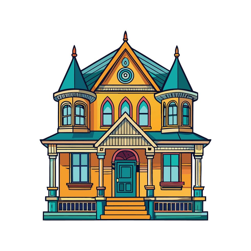Unique Victorian Row House with Facade vector
