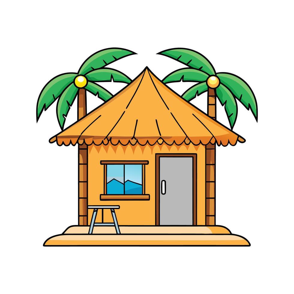 Beachside Surf Shack with Bamboo Walls. vector