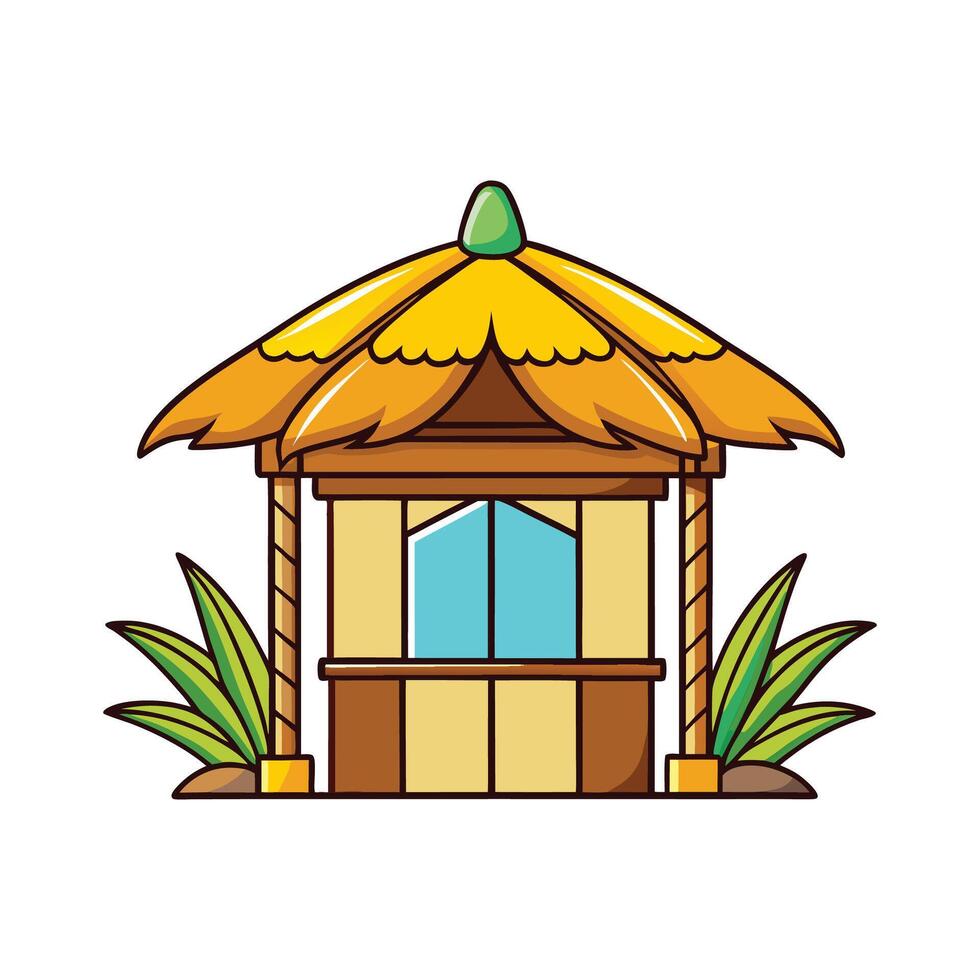 Cozy Beachside Surf Shack Bamboo Design. vector