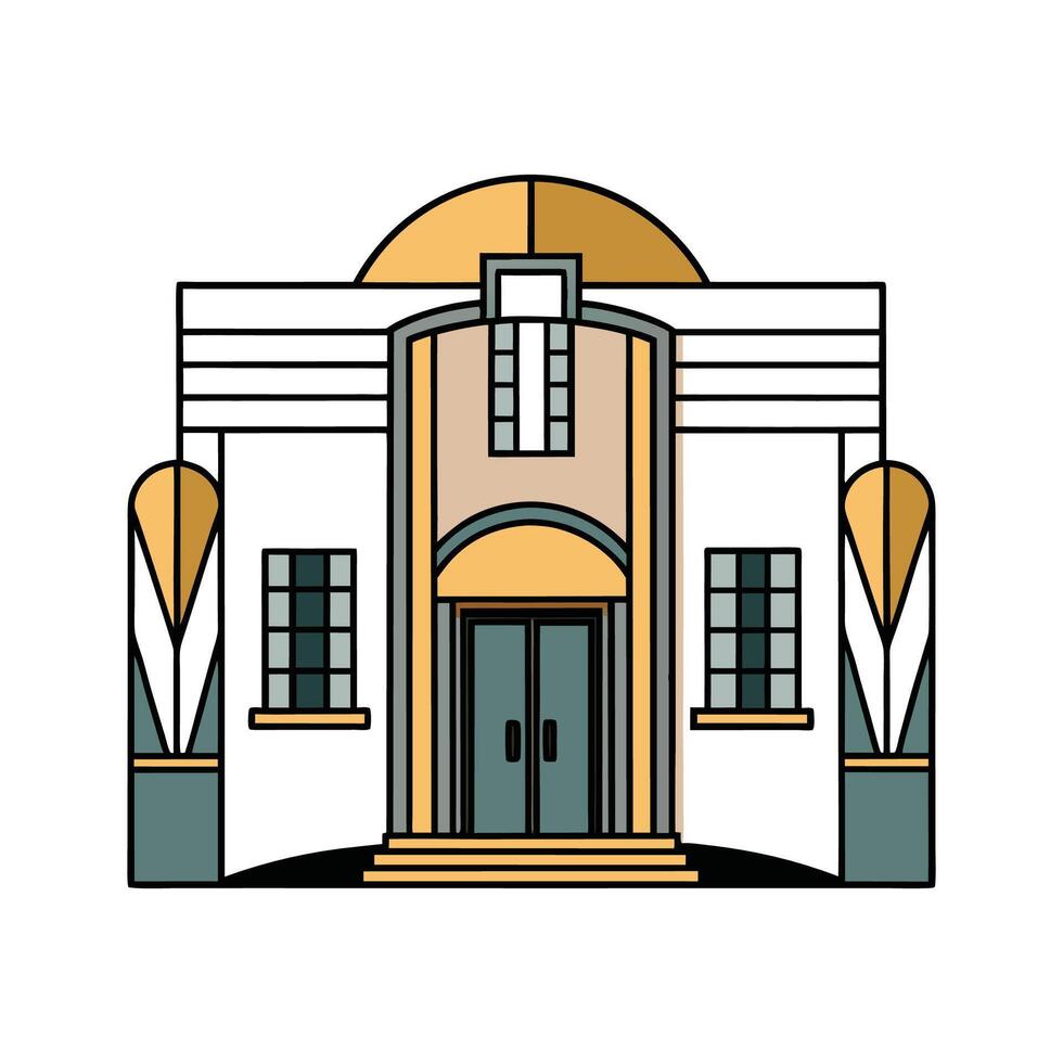 Art Deco House Unique Curved Facade. vector