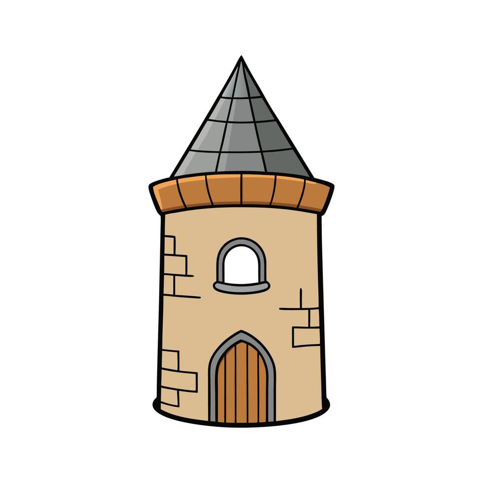 Castle Tower with Unique Stone Walls. vector