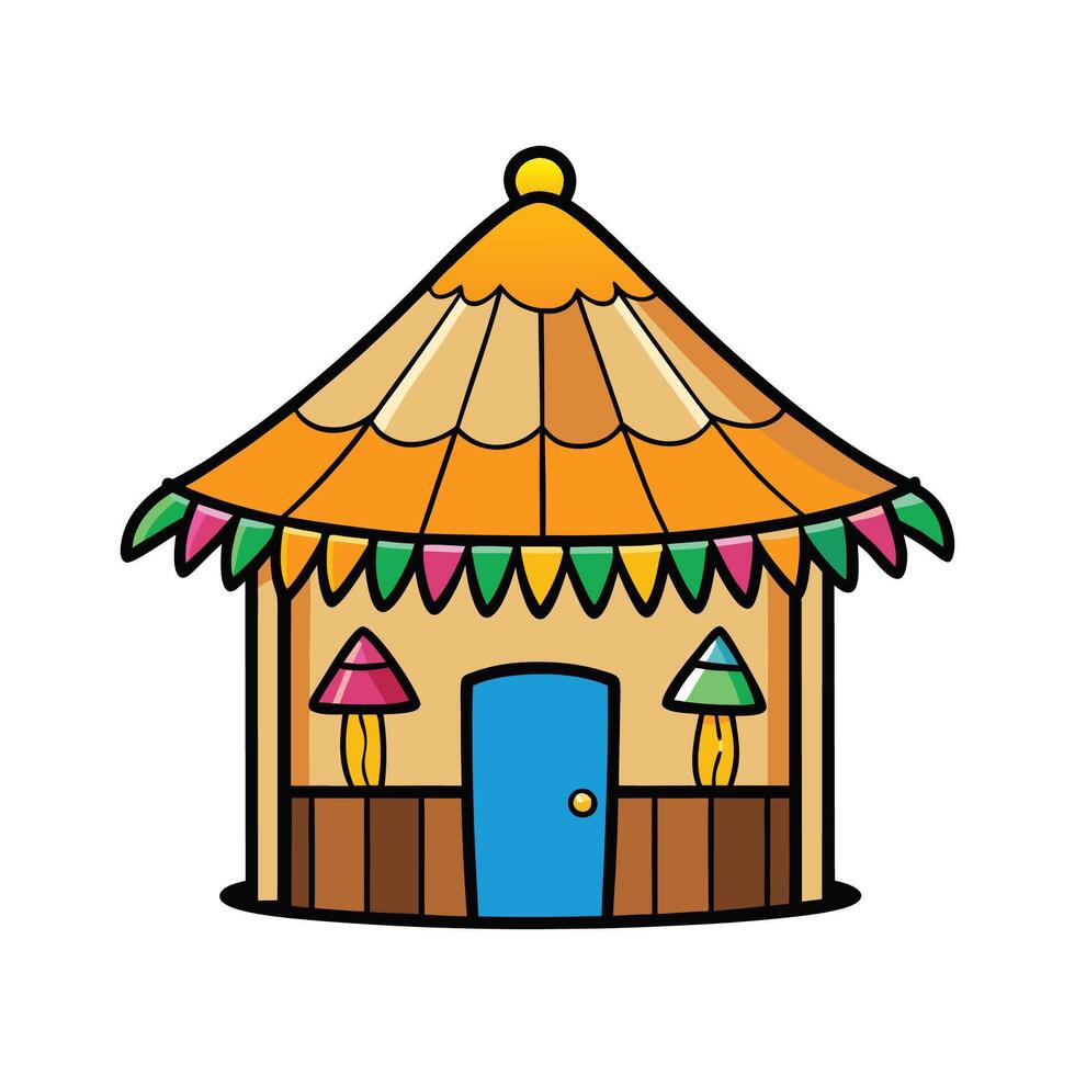 Charming Driftwood Beach Hut Illustration. vector