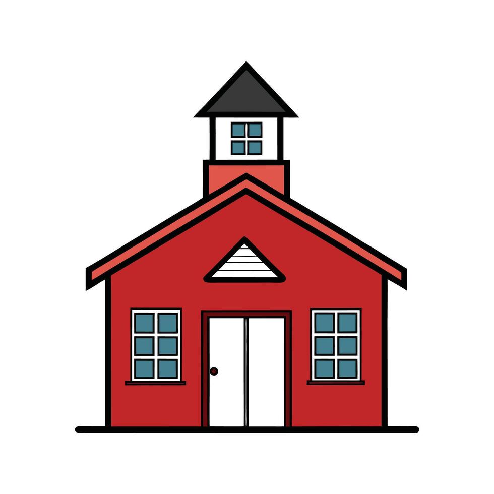 Classic Red Schoolhouse with Bell Tower. vector