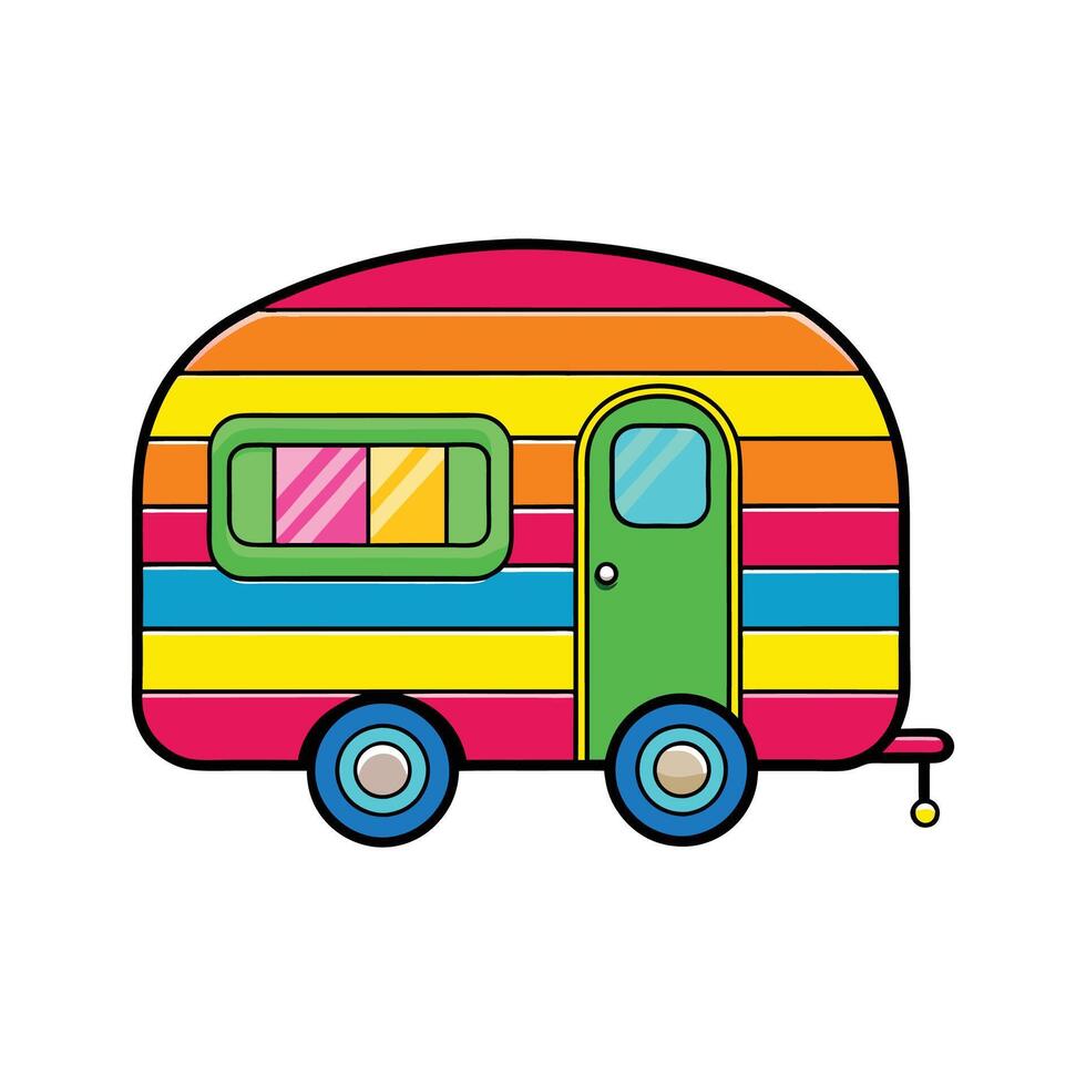 Illustration of Colorful Bright Striped Caravan. vector