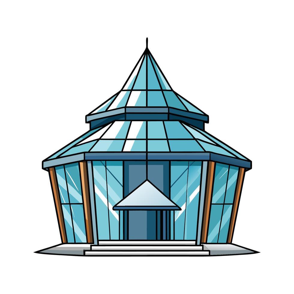 Glass and Steel Skyscraper House Design. vector